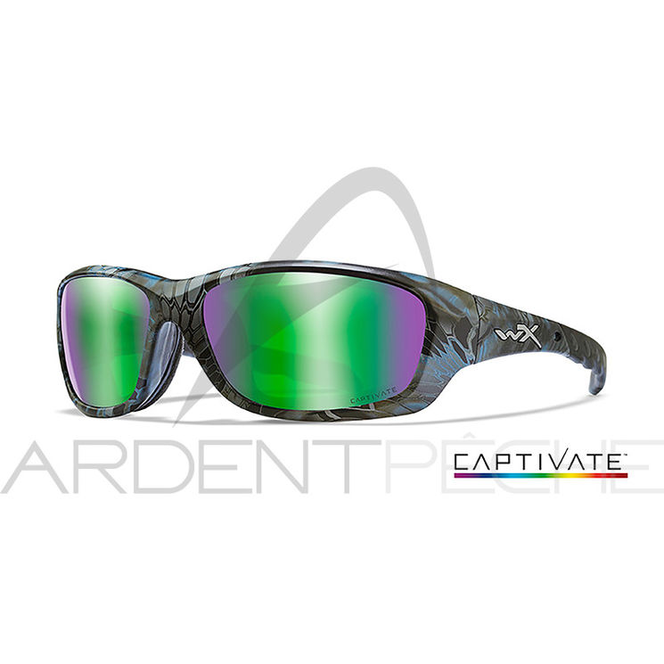 Lunettes polarisantes WILEY X Gravity captivate green mirror Kryptek neptune frame