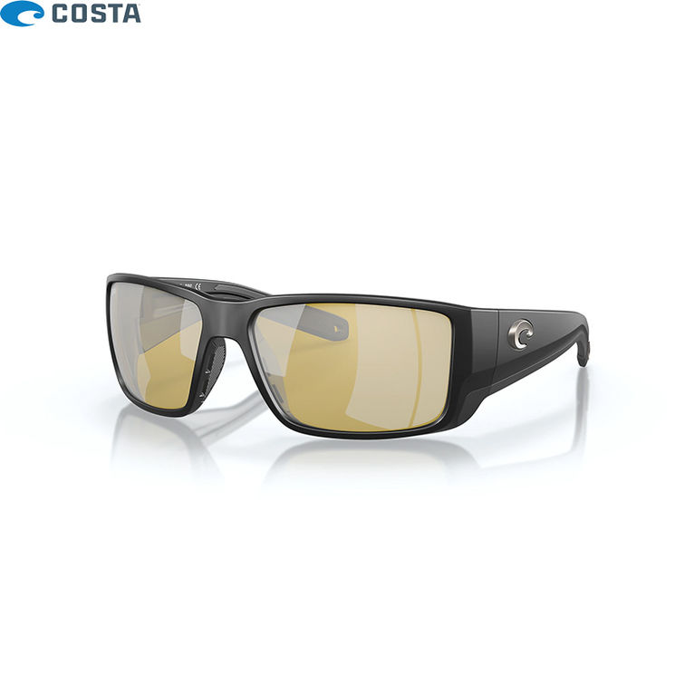 Lunettes polarisantes COSTA DEL MAR Blackfin pro Matte black Sunrise silver mirror 580G