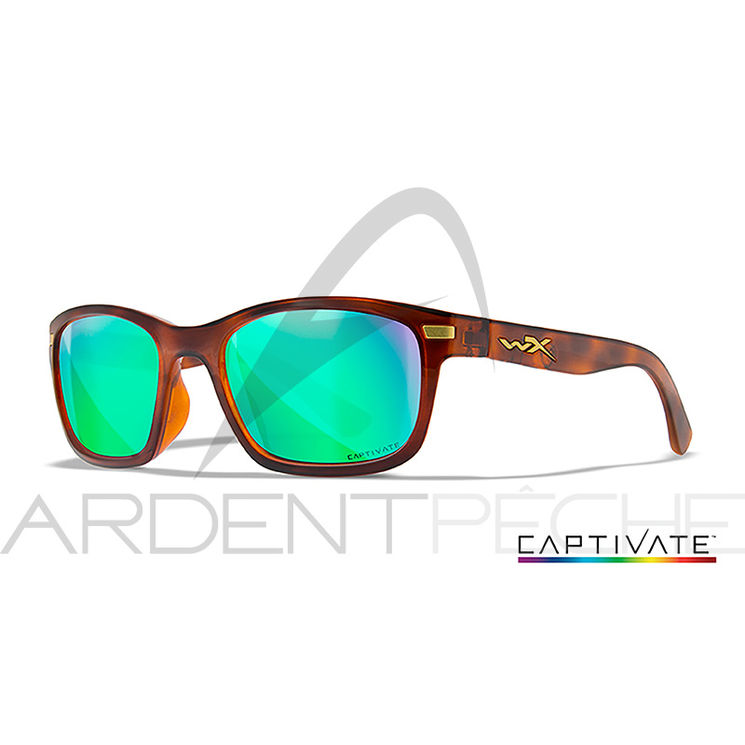 Lunettes polarisantes WILEY X Helix captivate Green mirror Gloss demi brown frame