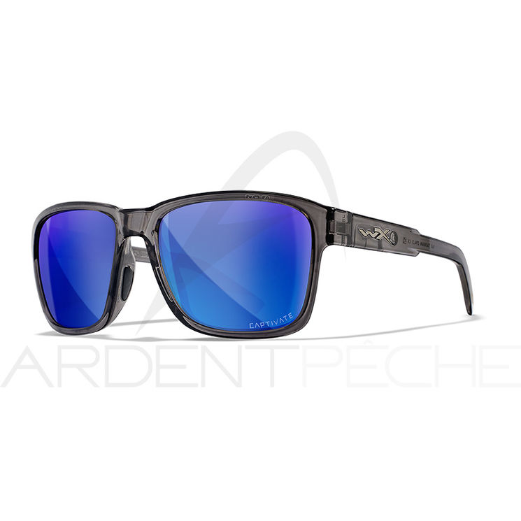 Lunettes polarisantes WILEY X Trek captivate Blue mirror Gloss crystal dark grey frame