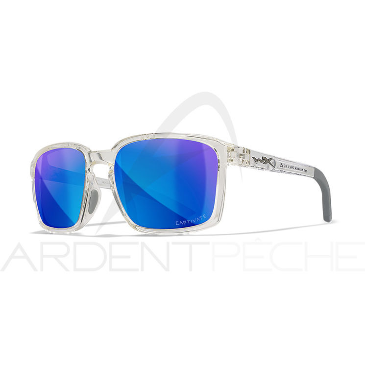 Lunettes polarisantes WILEY X Alfa captivate Blue mirror Gloss clear crystal frame