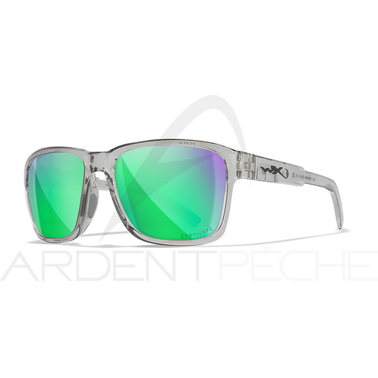 Lunettes polarisantes WILEY X Trek captivate Green mirror Gloss crystal light grey frame