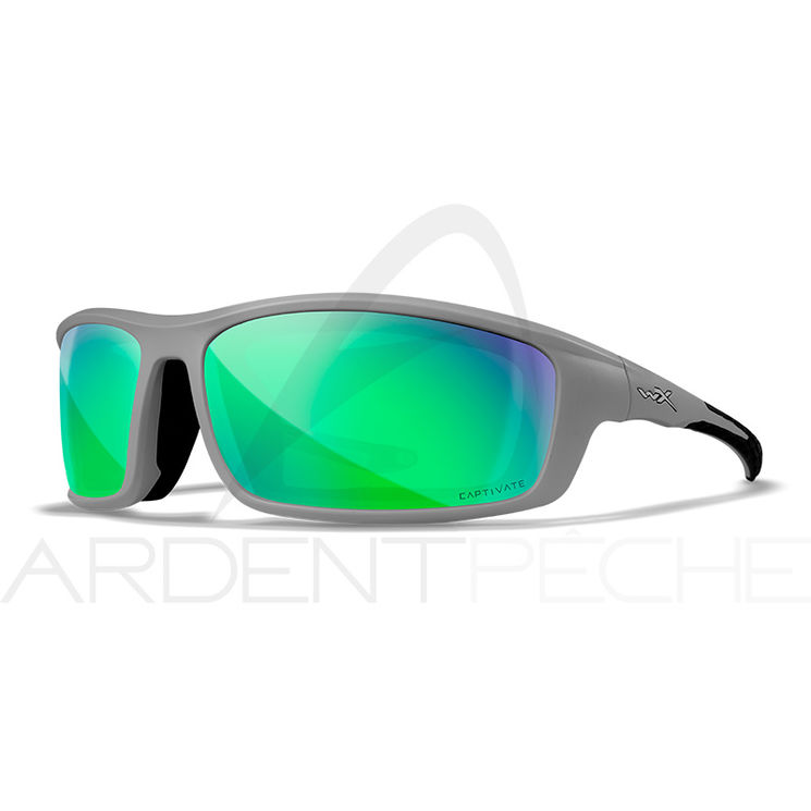 Lunettes polarisantes WILEY X Grid captivate Green mirror Matte cool grey frame