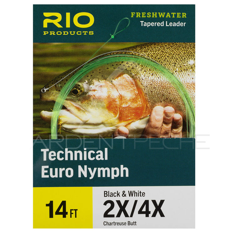 Bas de ligne RIO Technical Euro Nymph 14' (4,30m) chartreuse et noir et blanc