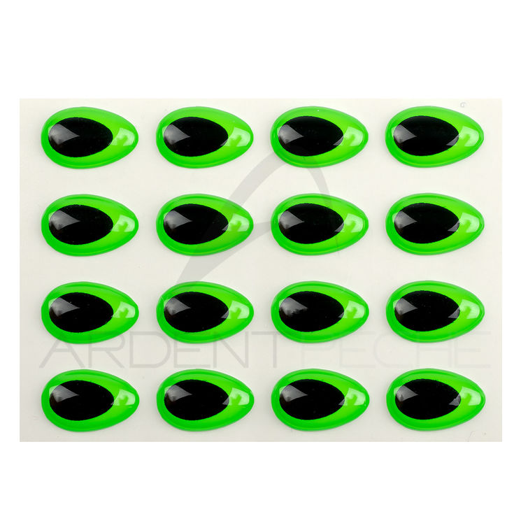 Yeux 3D Epoxy SYBAI Teardrop Eyes, Fluo Vert