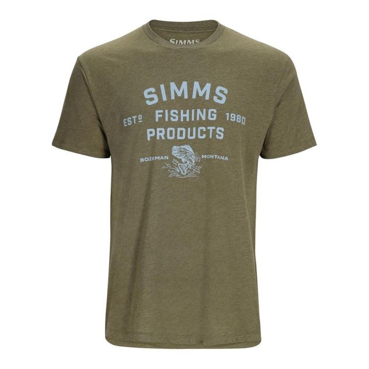 Tee shirt SIMMS Stacked Logo Bass T-Shirt Military Heather