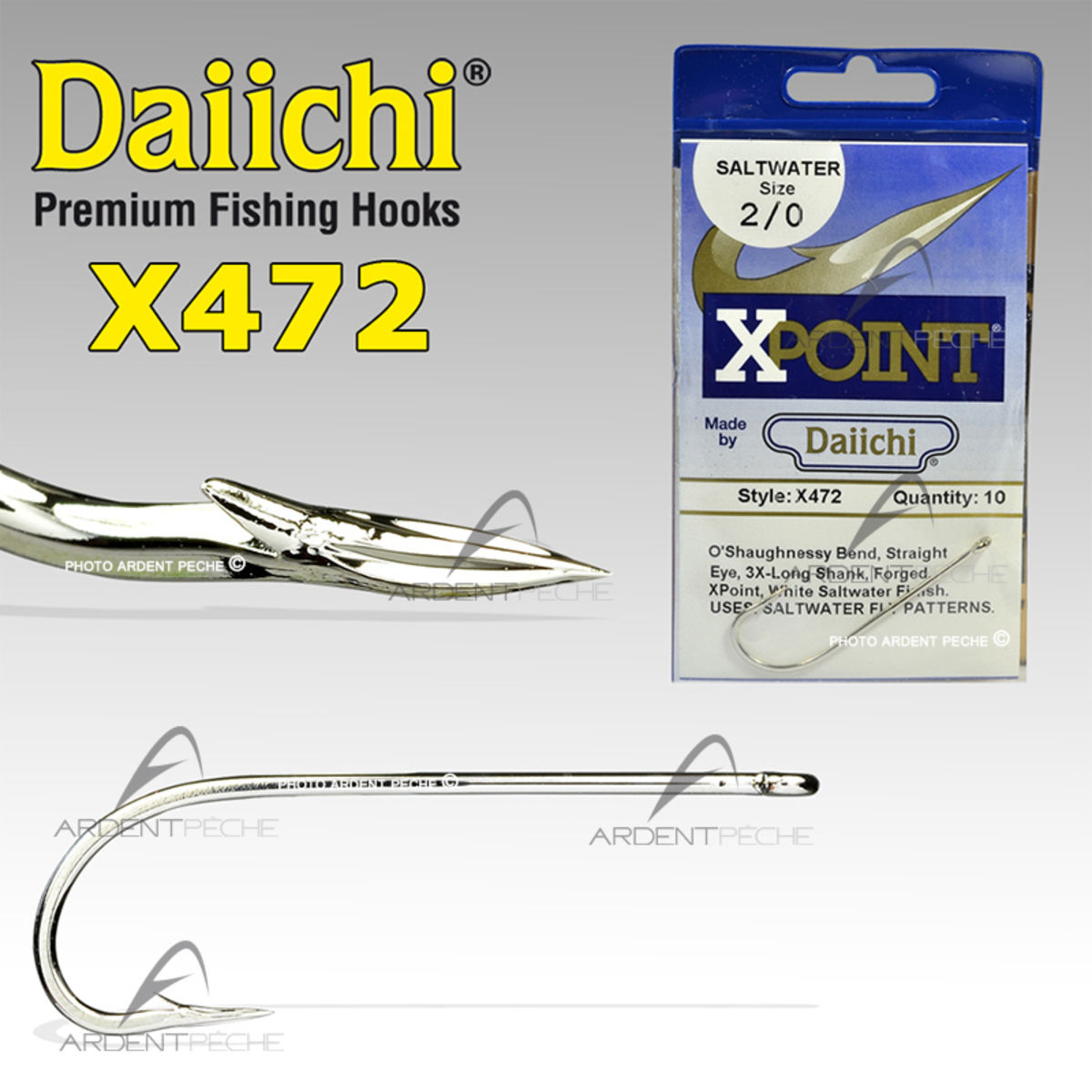 Daiichi X472-Point Long Shank Saltwater Hook, Fly Tying
